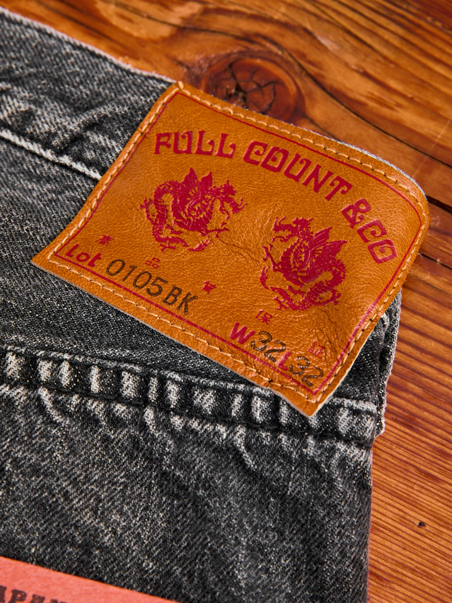 0105BKHW "Dartford" 13.75oz Washed Black Selvedge Denim - Wide Fit - Image 11
