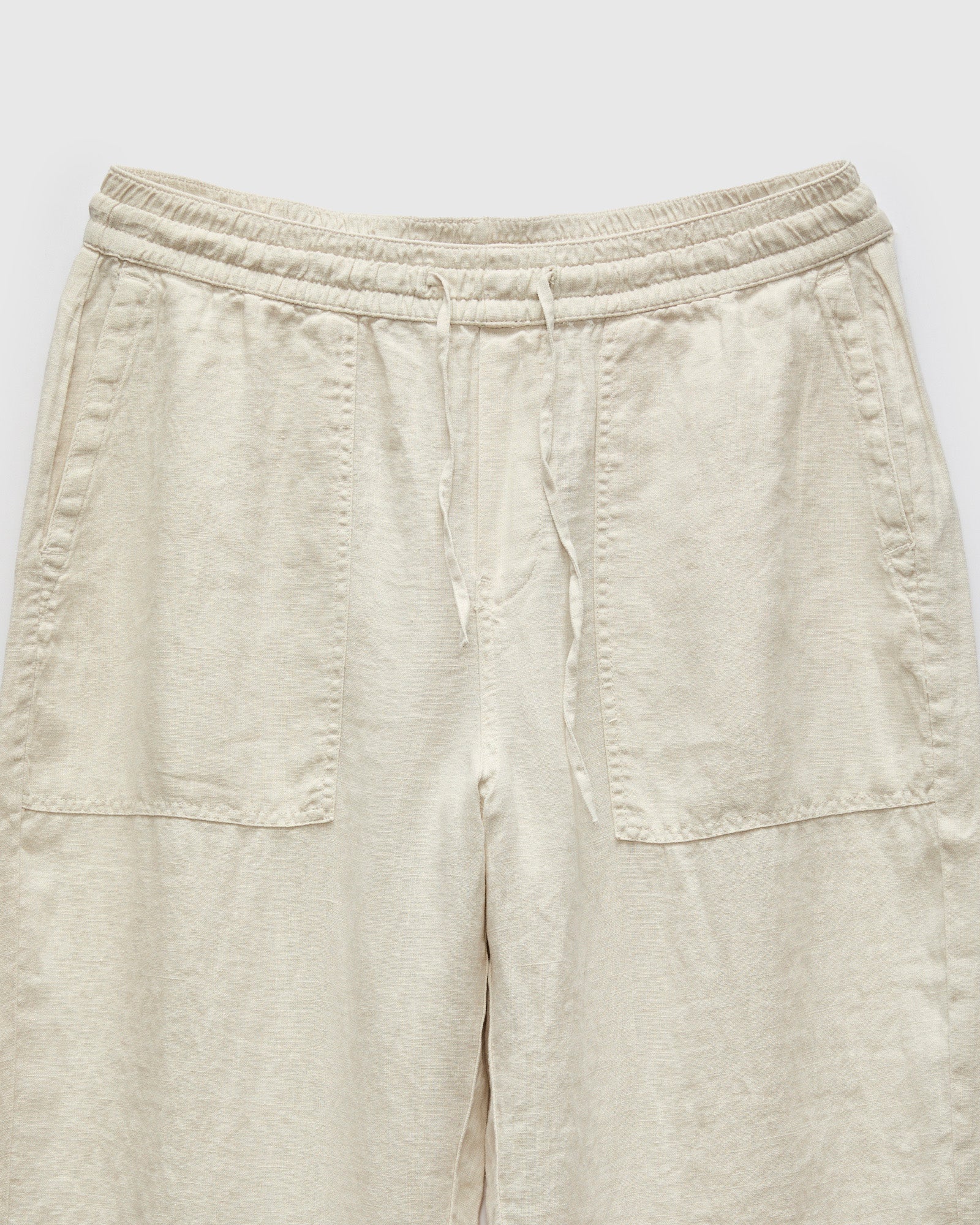 Workers Linen Drawstring Pants in Light Stone - Image 4