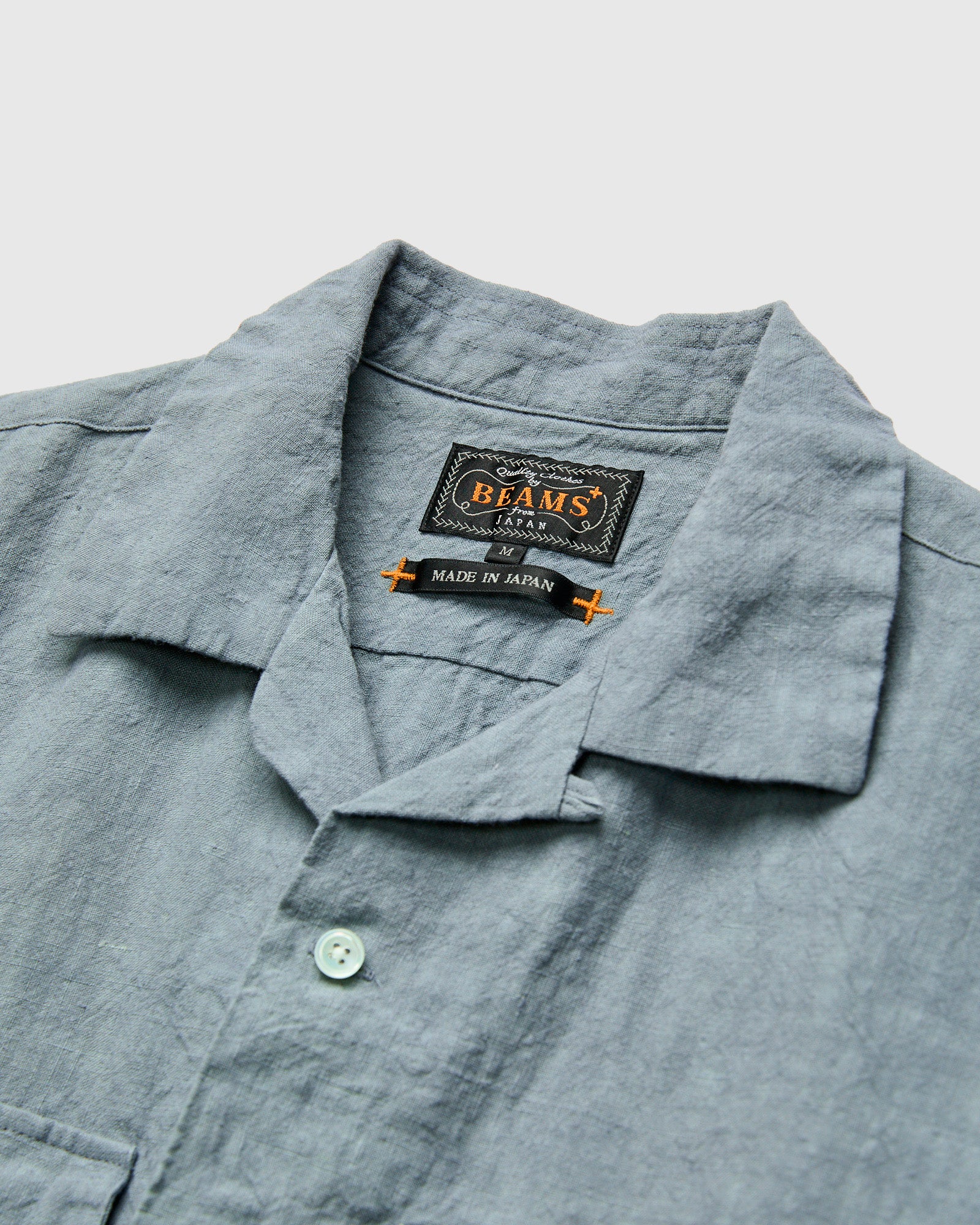 1/40 Linen Open Collar Shirt in Sax - Image 3