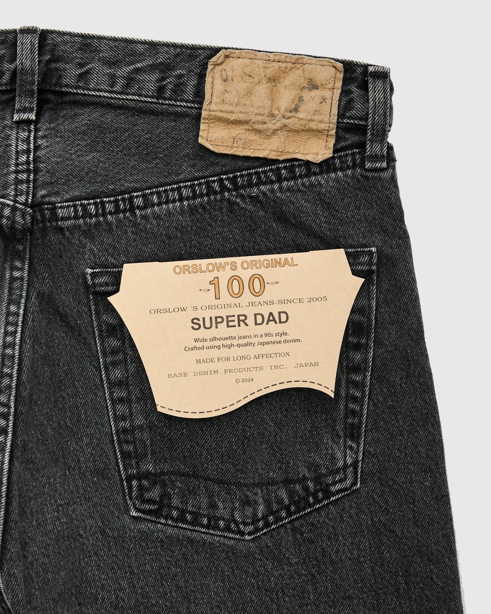 100 "Black Stone Wash" 13oz Denim - Super Dad Wide Fit - Image 3