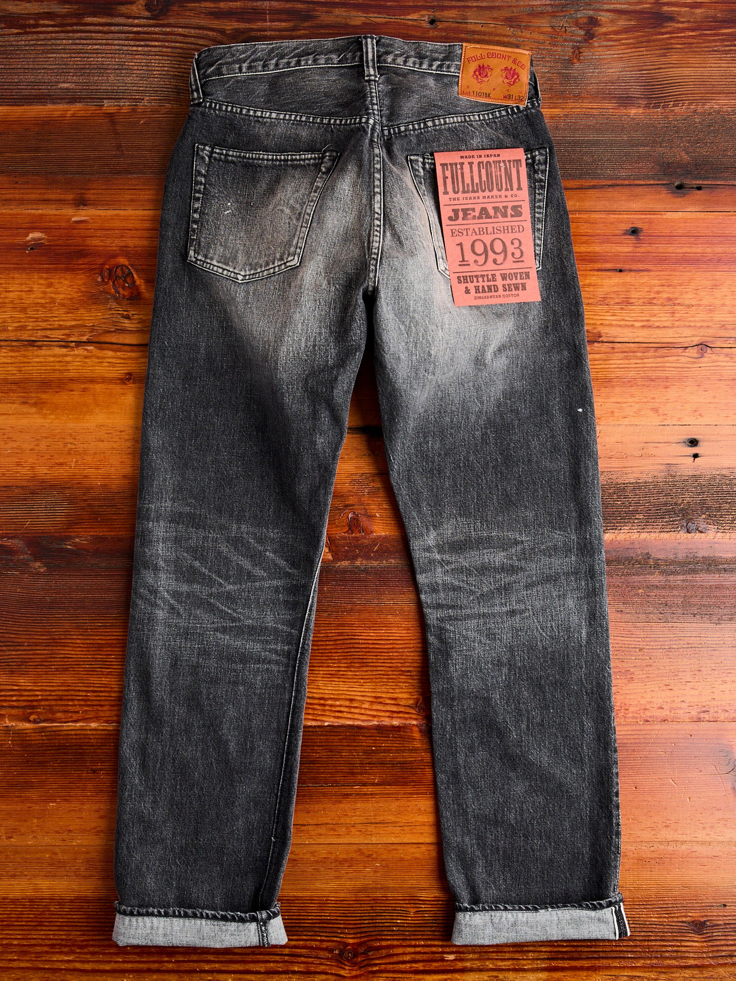 1101BKHW 13.7oz Washed Black Selvedge Denim - Classic Straight Fit - Image 16
