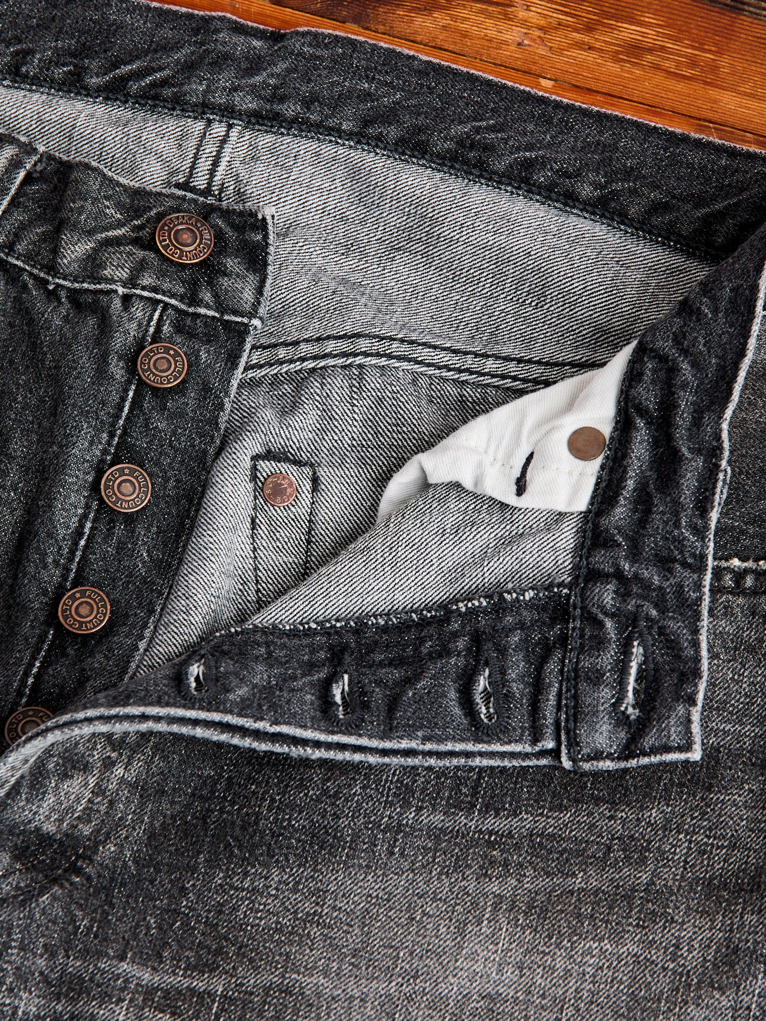 1101BKHW 13.7oz Washed Black Selvedge Denim - Classic Straight Fit - Image 8
