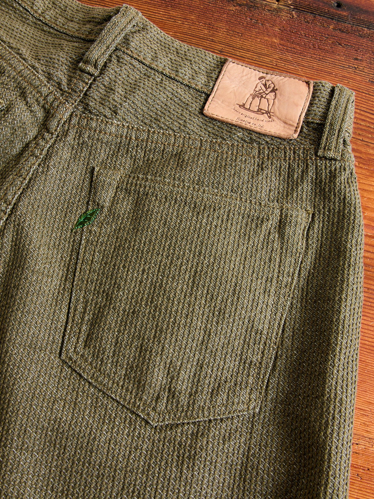 1170-1-OLV Olive Sashiko Denim - Regular Straight Fit - Image 10