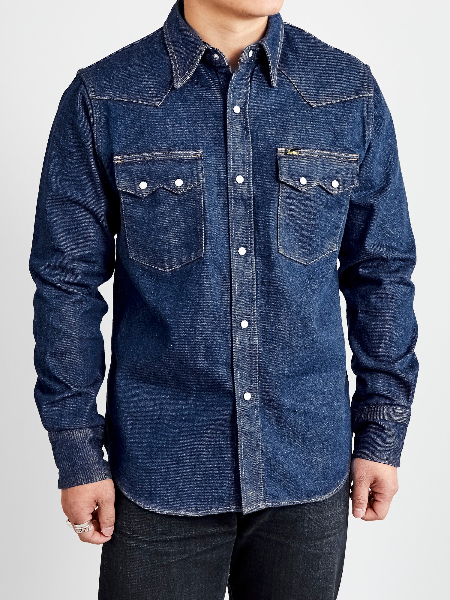13oz Denim Western Shirt in Natural Indigo - Image 2