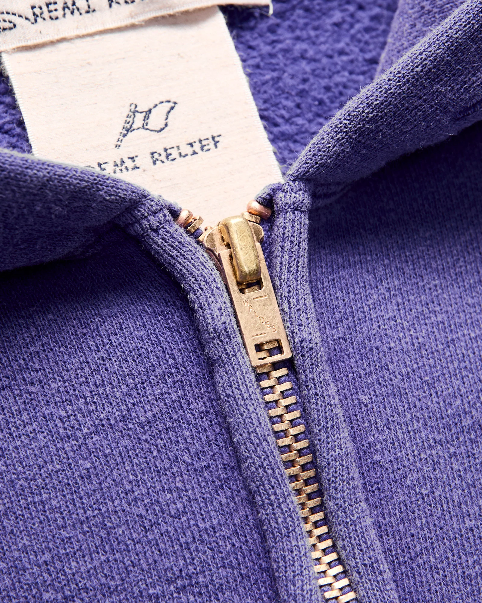 14G Brushed Fleece Zip Hoodie in Purple Navy - Image 5