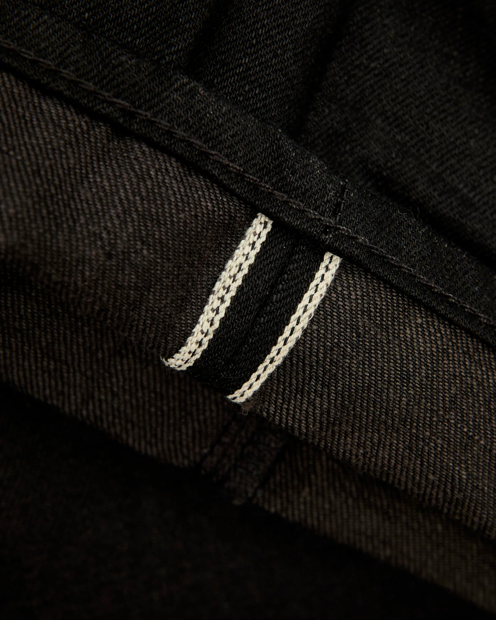 15oz Rinsed Black Selvedge Denim - Vintage 5-Pocket Full Straight Fit - Image 12