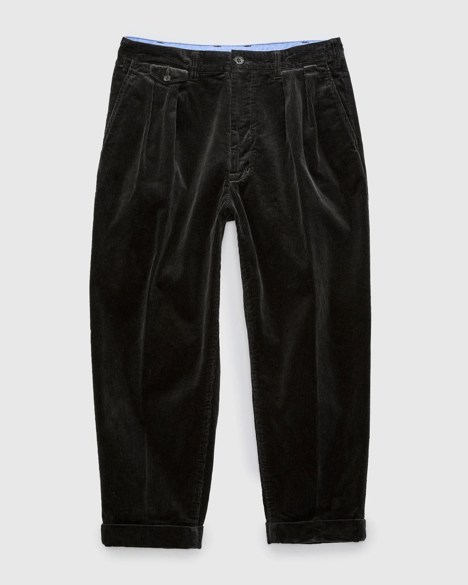 2-Pleat Corduroy Trousers in Charcoal