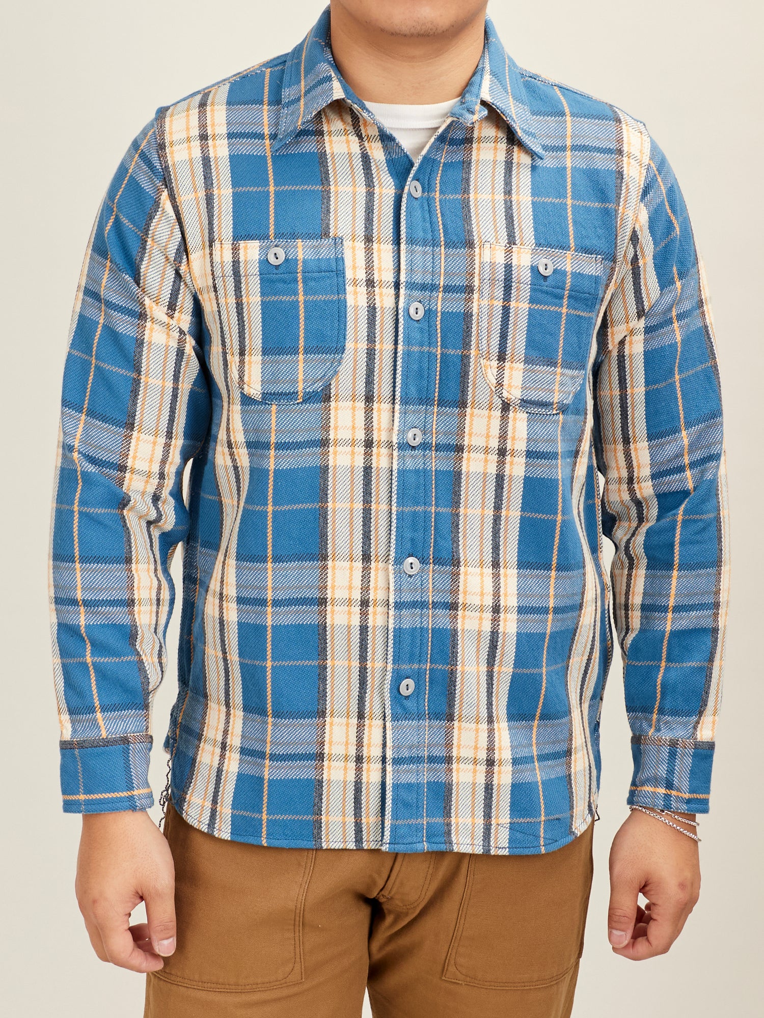 720WS Heavy Flannel Shirt in Navy - Image 2