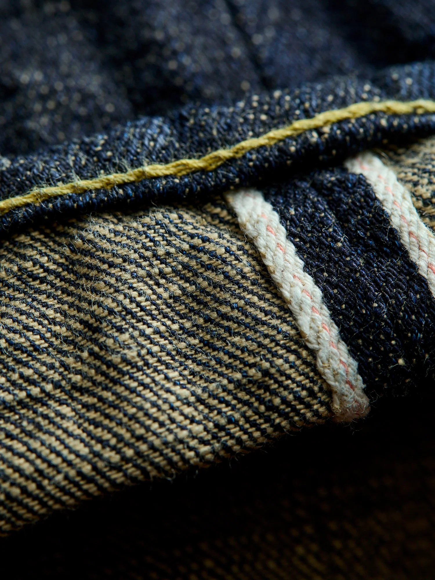 246-14KBE "Blue Oni" Indigo Beige 14oz Selvedge Denim - Clean Straight Fit - Image 13