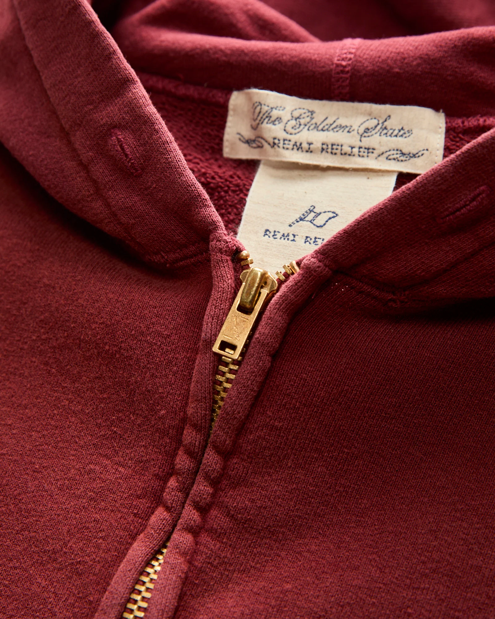 "3-Fly" Special Finish Fleece Zip Hoodie in Bordeaux - Image 4