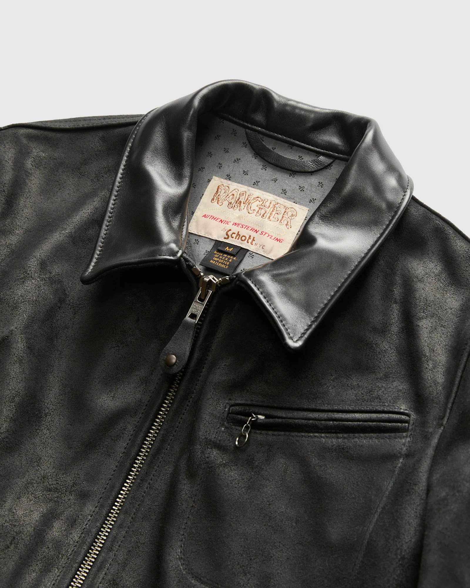 371 Sueded Cowhide Delivery Jacket in Black - Image 4