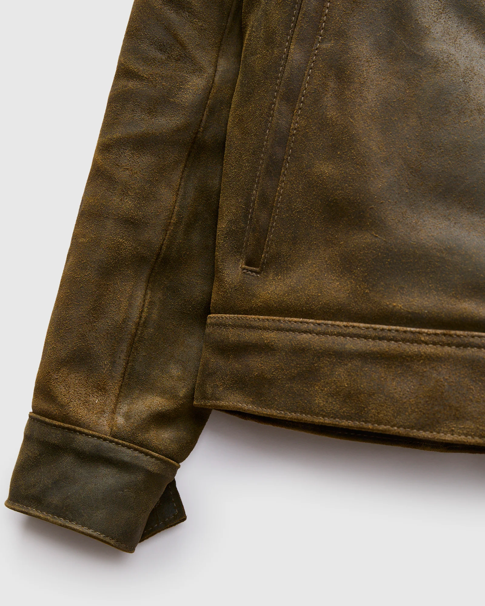 371 Sueded Cowhide Delivery Jacket in Olive - Image 6