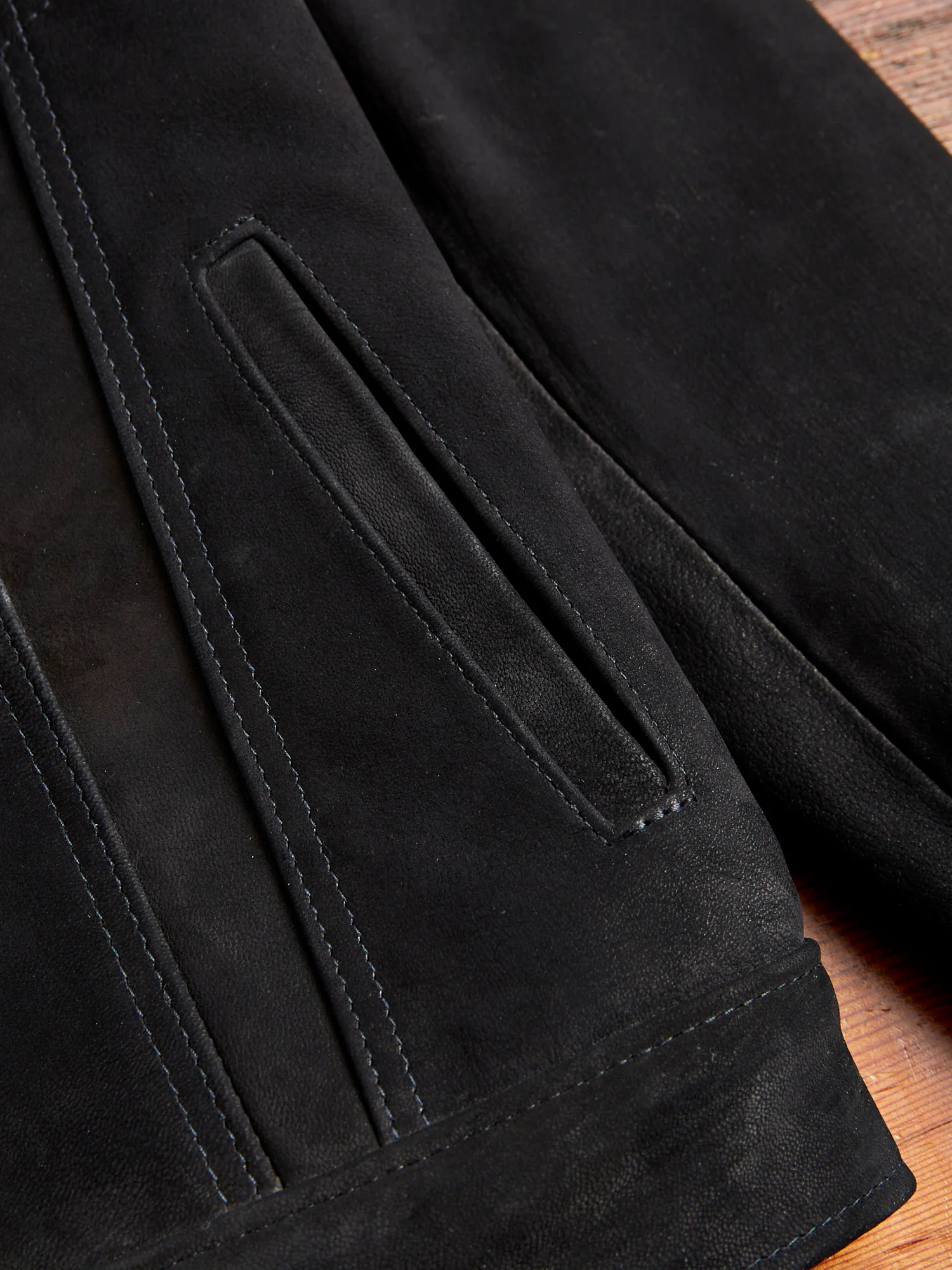 "3sixteen x Schott NYC" Goatskin Type-3 Leather Jacket in Black - Image 7