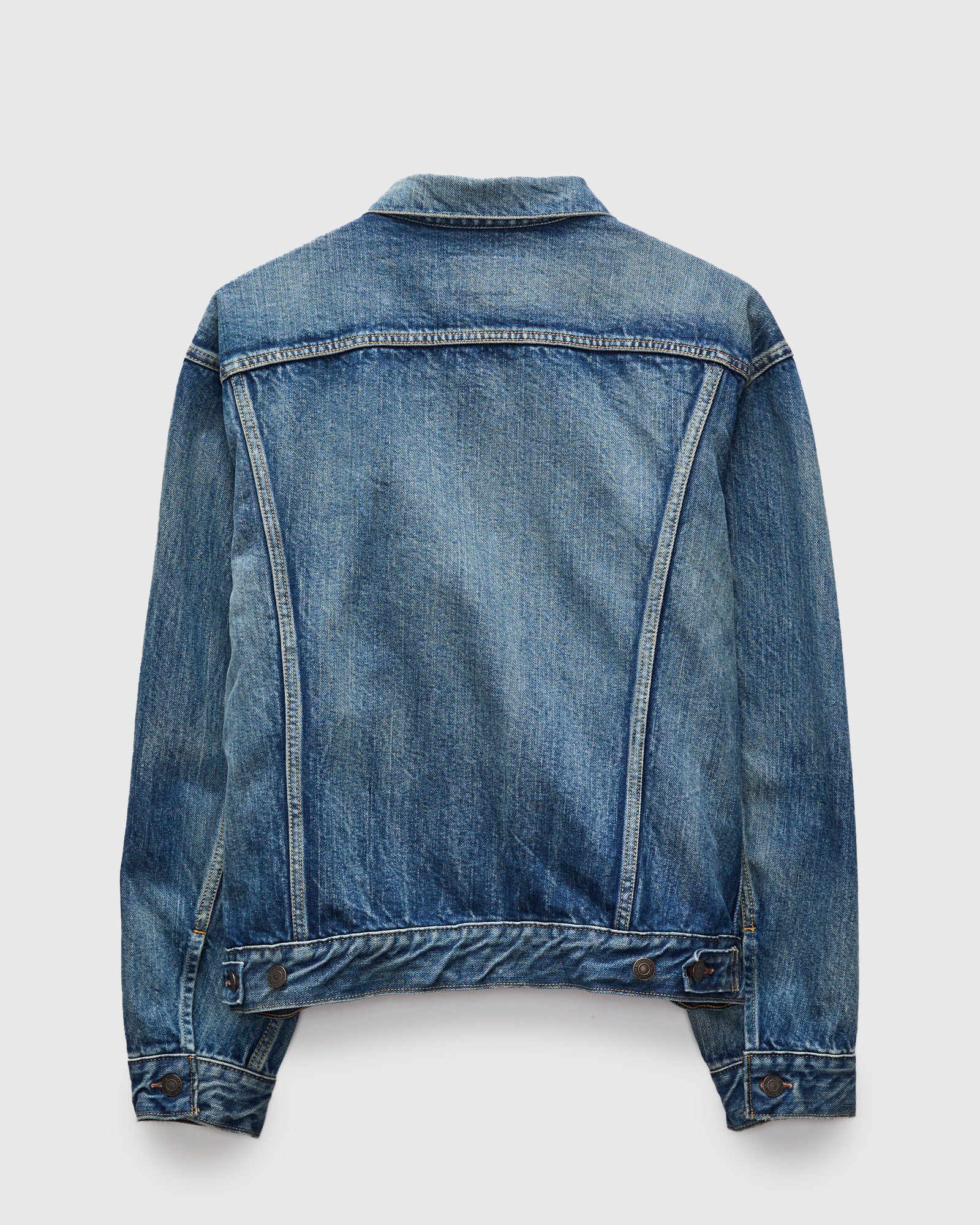4 Pocket Denim Jacket in Medium Dark Blue Damage - Image 4