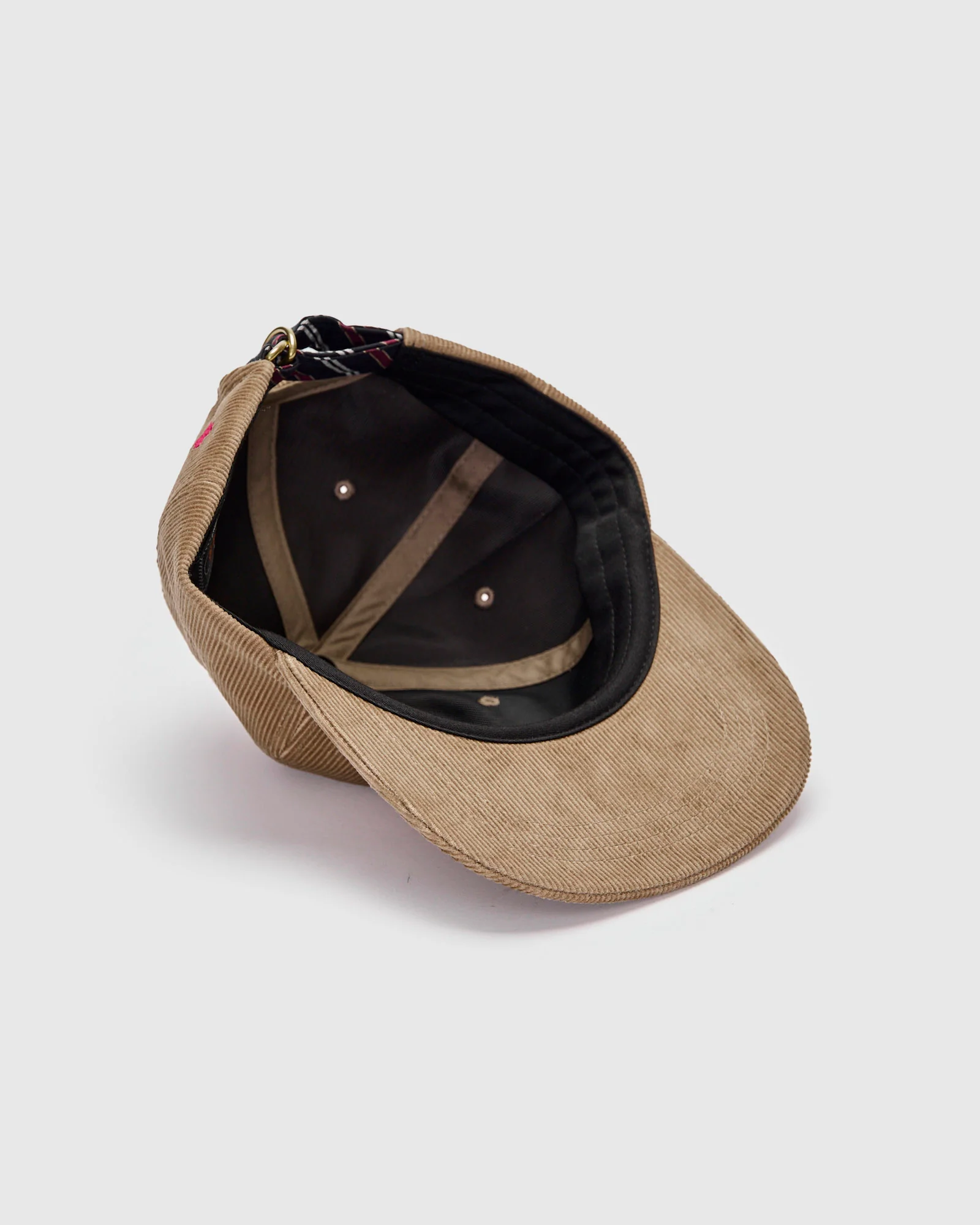 6-Panel Regimental Strap Corduroy Cap in Beige - Image 3
