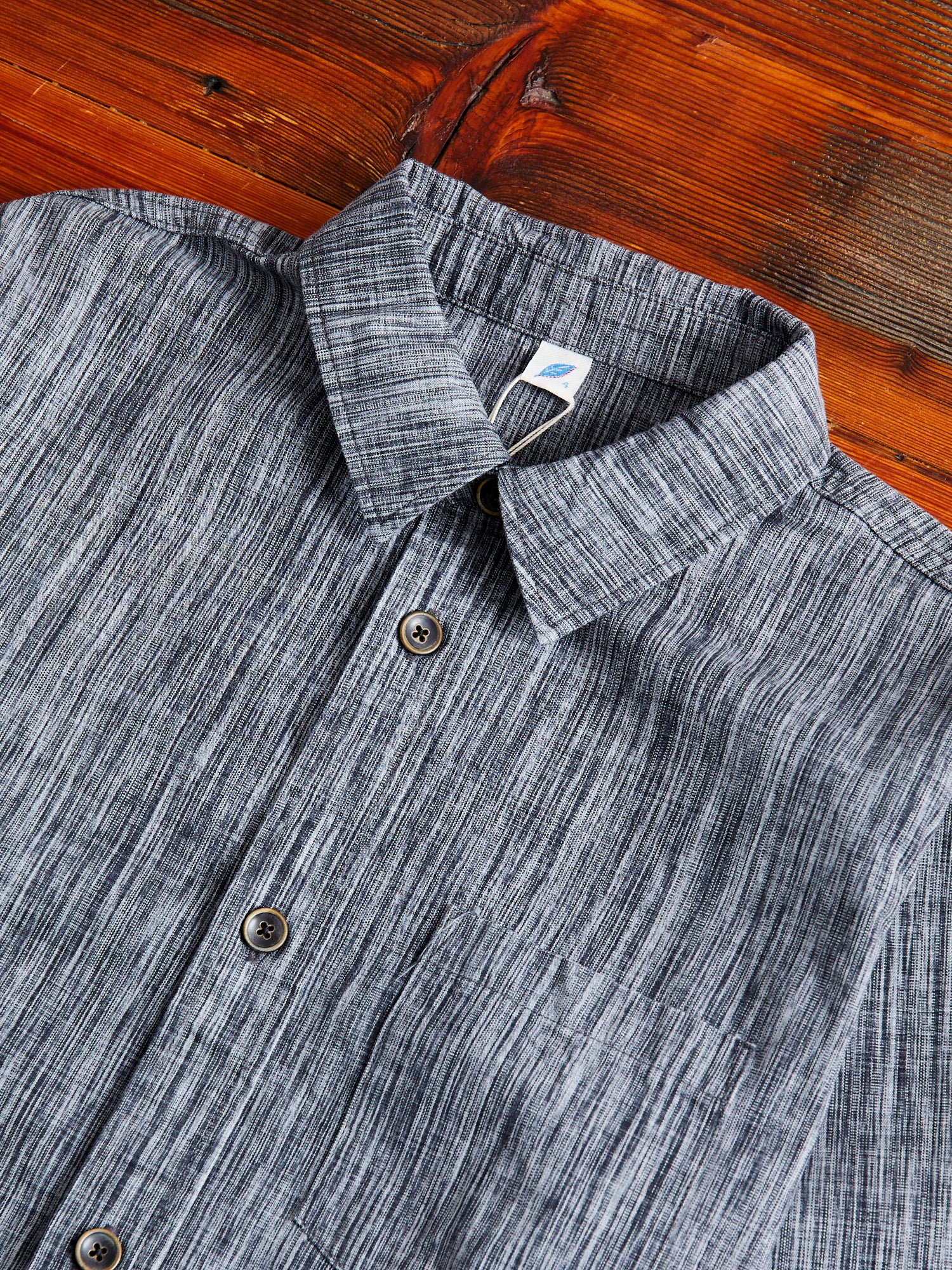 6oz Kasuri Chambray Button-Up Shirt in Black - Image 3