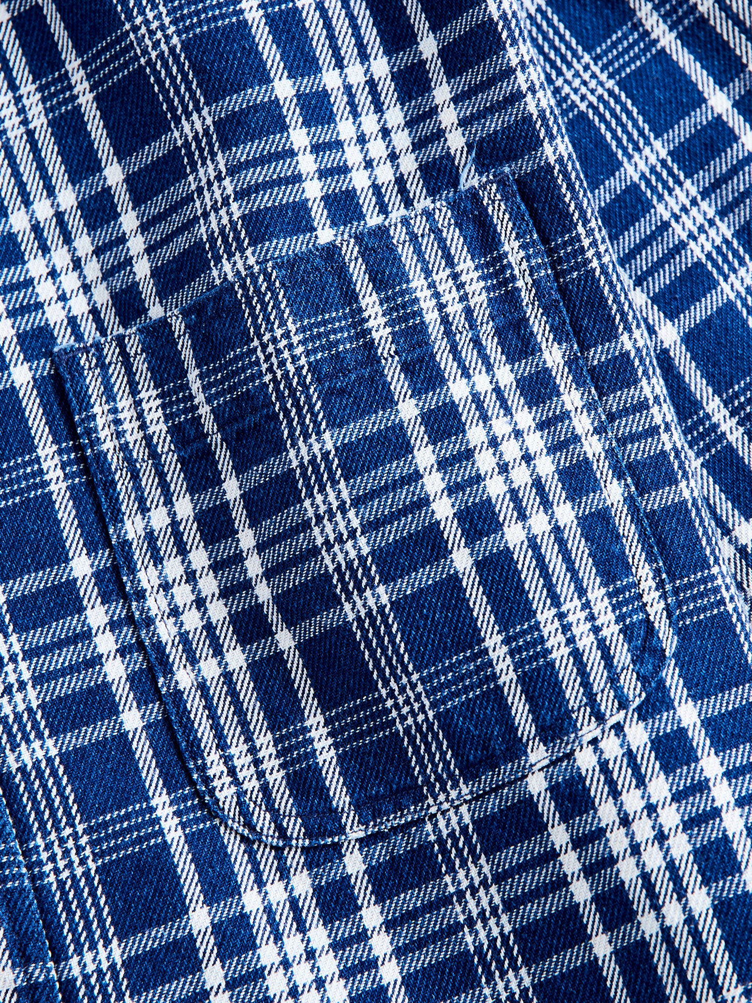 730WS Heavy Washed Flannel Shirt in Indigo Check - Image 4