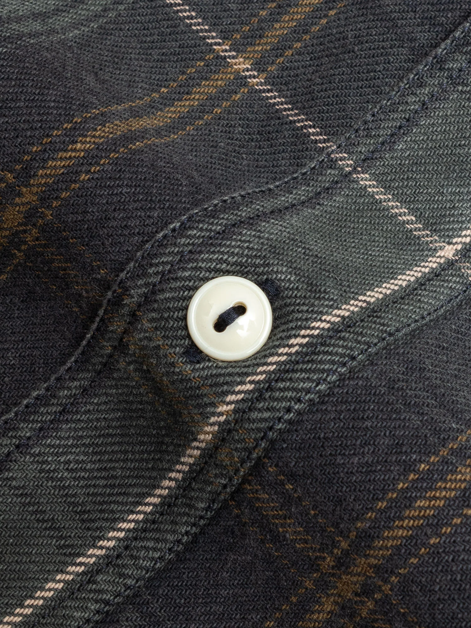 730WS Heavy Washed Flannel Shirt in Olive Check - Image 5