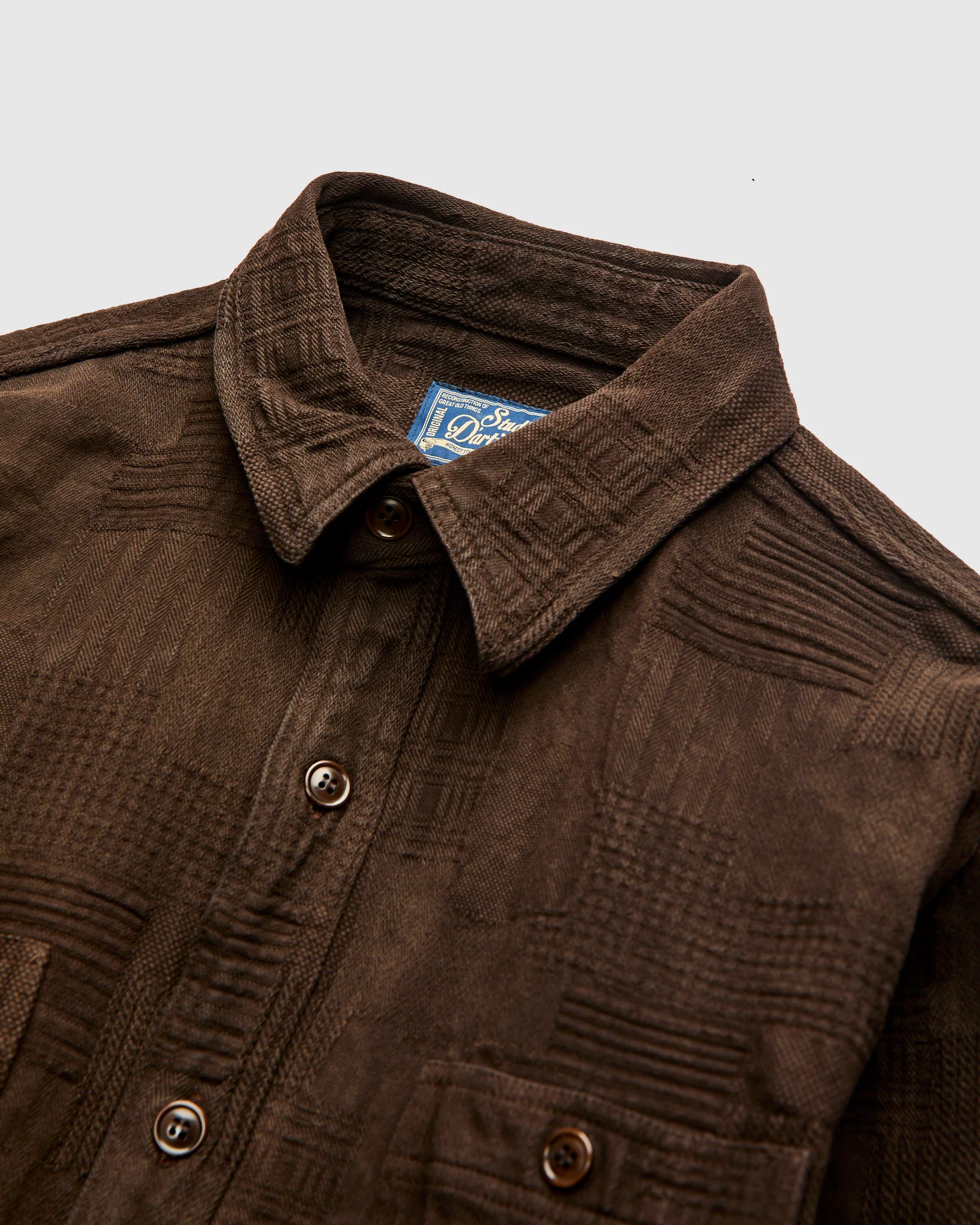 "Amami Dorozome" Boro Workshirt in Dark Brown - Image 3