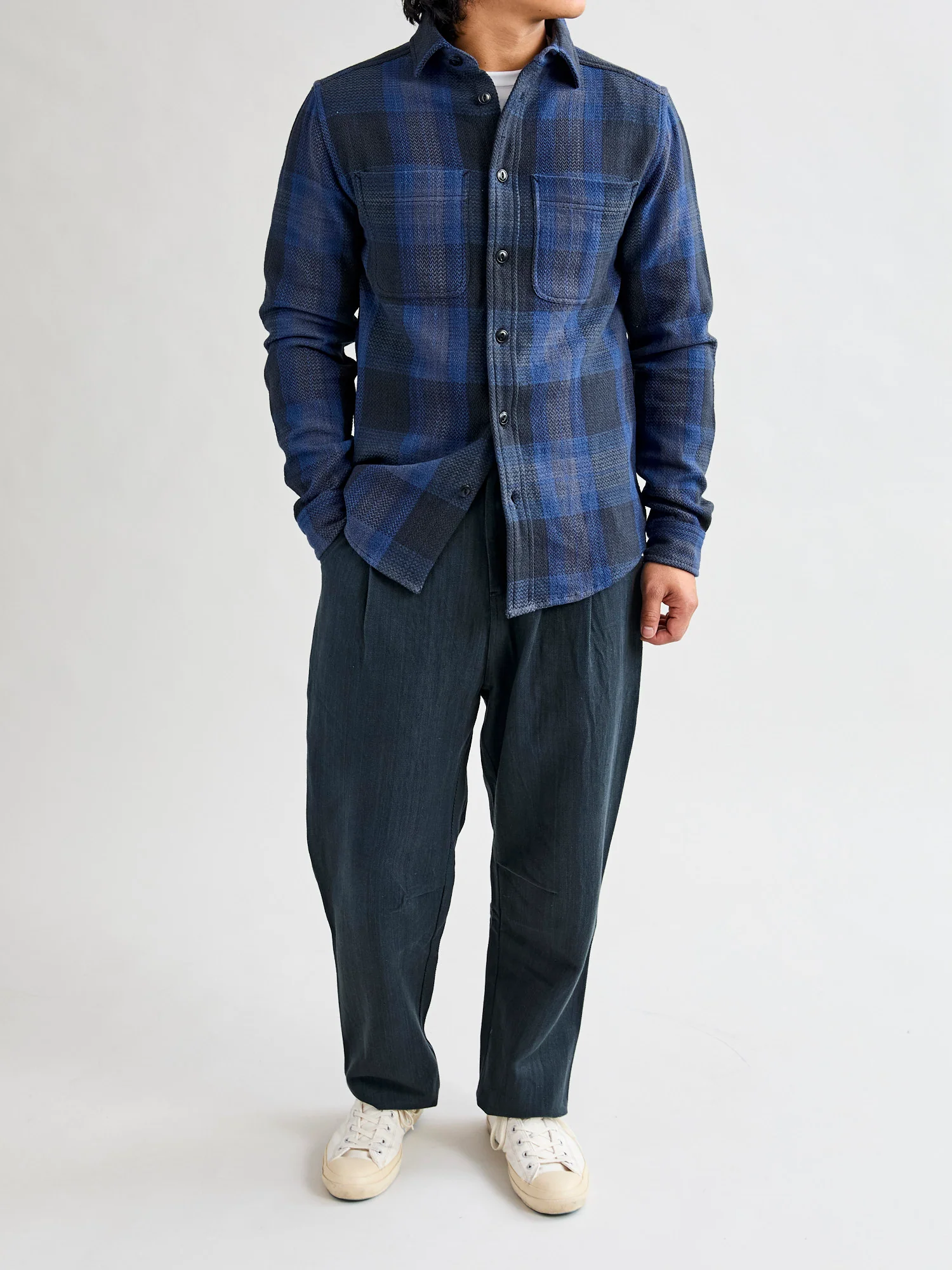 Ames Workshirt in Iron/Indigo Plaid - Image 8