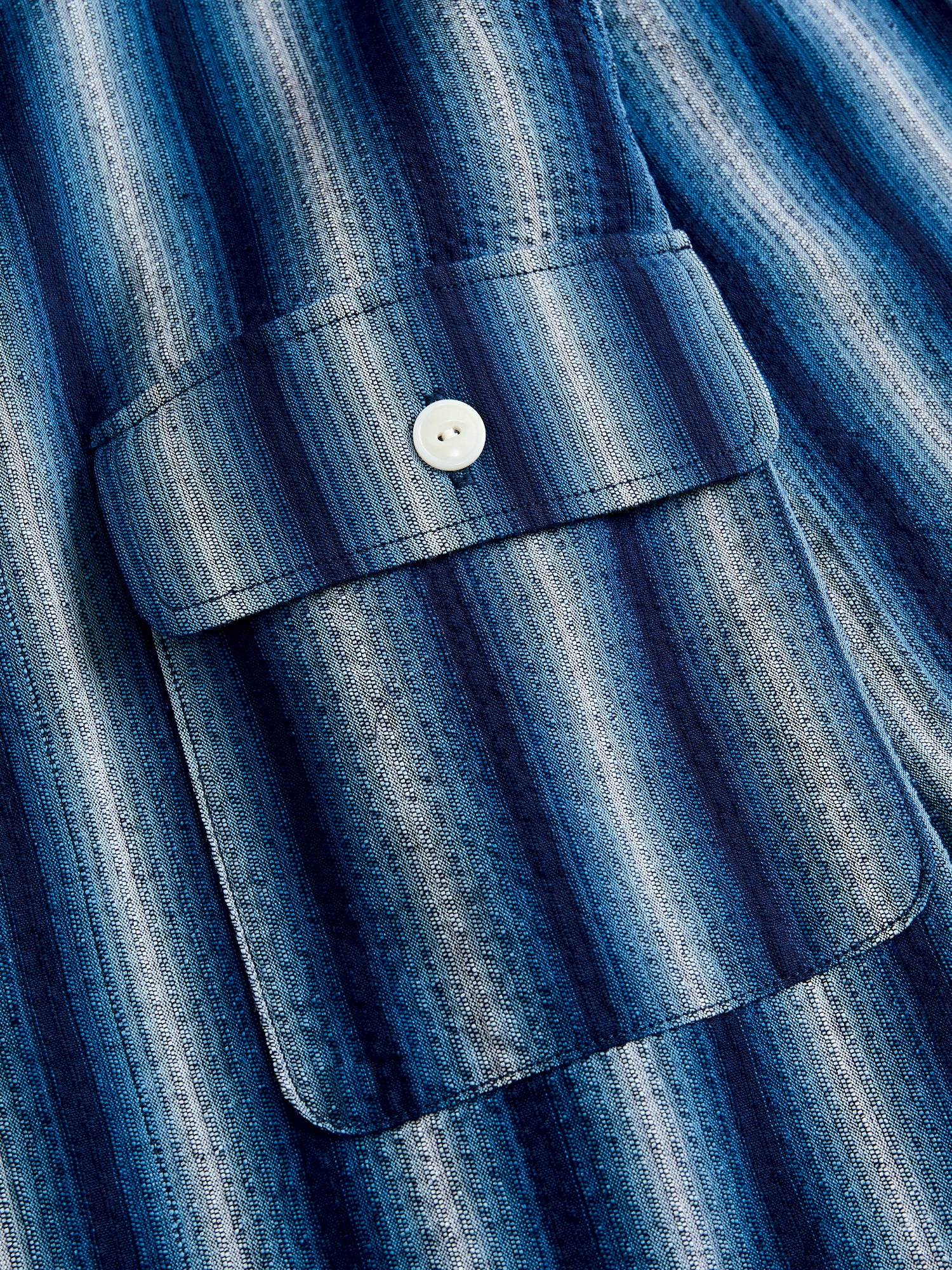 "Awa-Ai" Long Sleeve Shirt in Indigo Shijira Stripe - Image 4