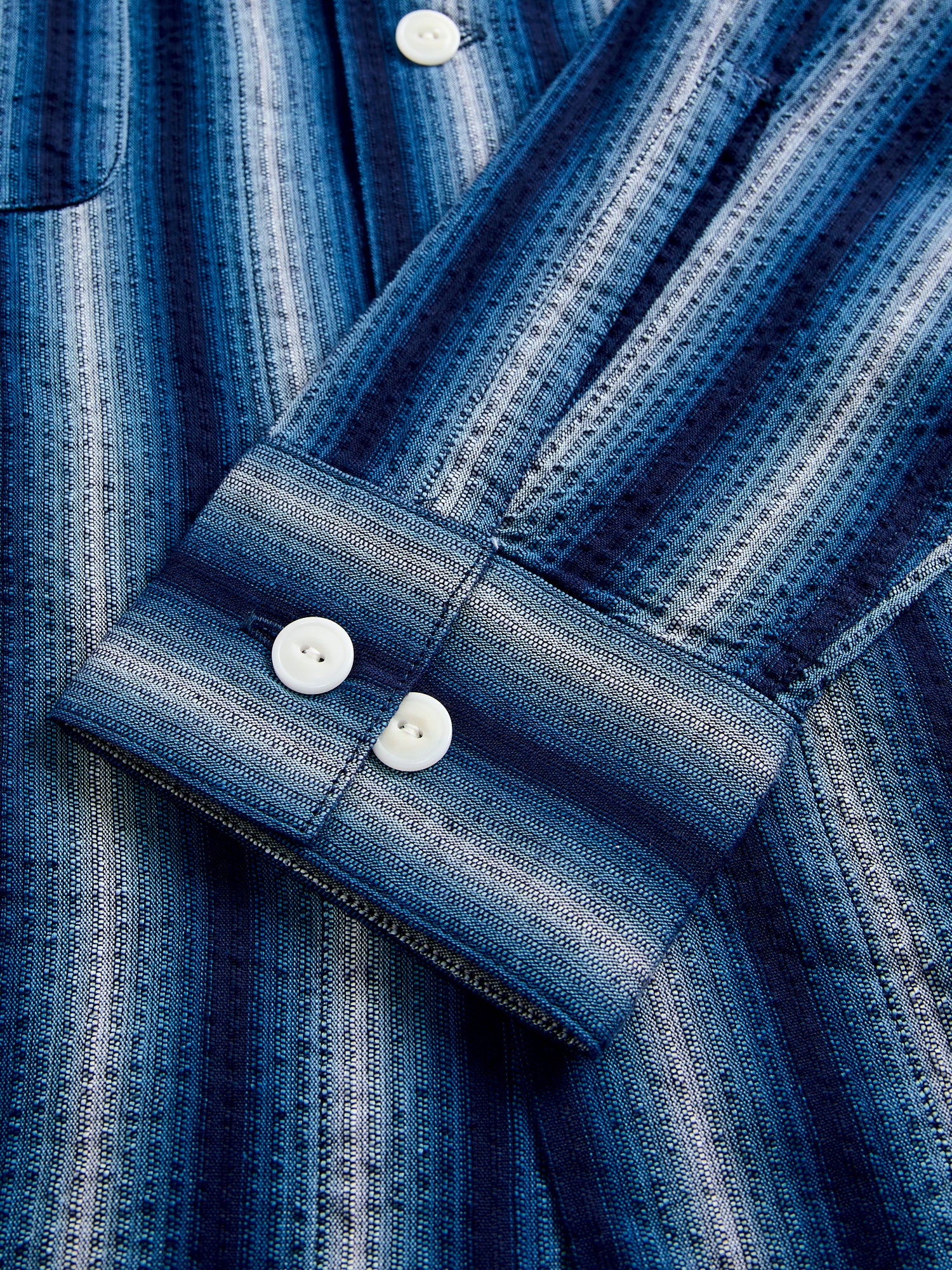 "Awa-Ai" Long Sleeve Shirt in Indigo Shijira Stripe - Image 6