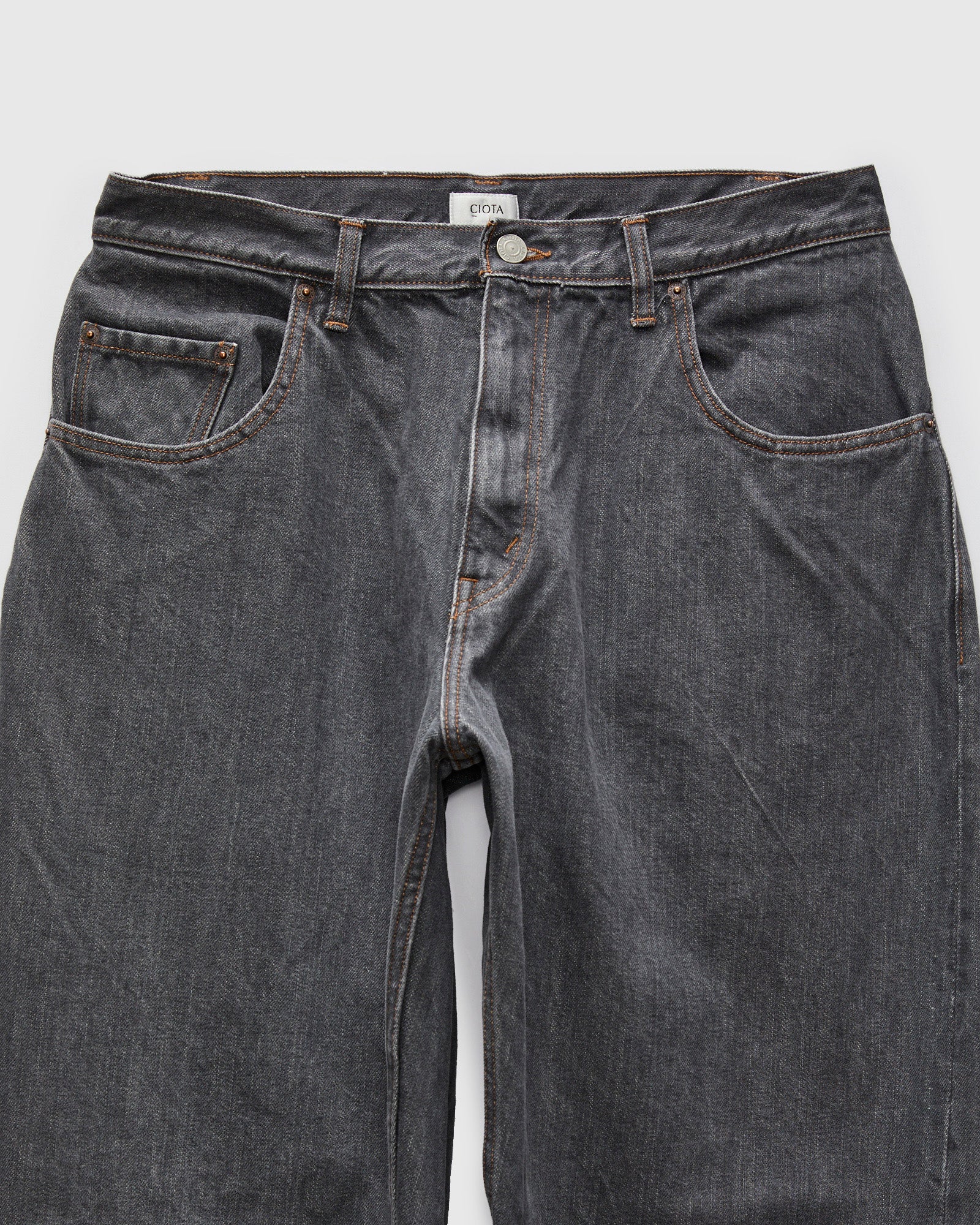 Baggy 5 Pocket Selvedge Denim Pants in Medium Grey - Image 4