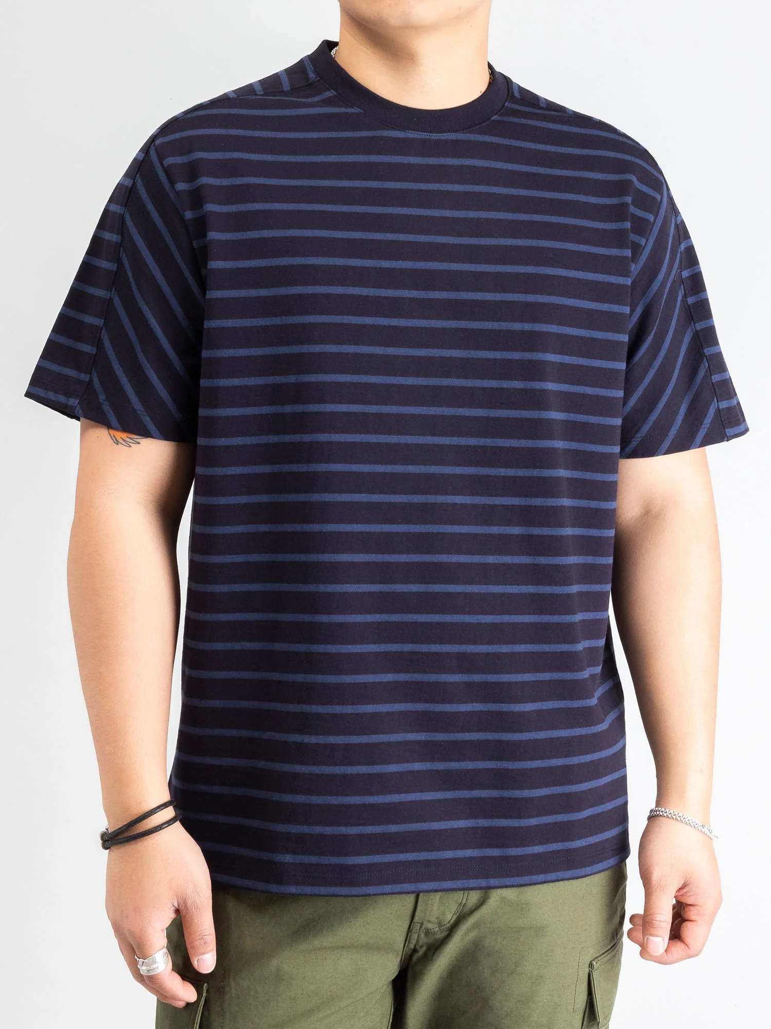 Basic Stripe T-Shirt in Black/Navy - Image 2