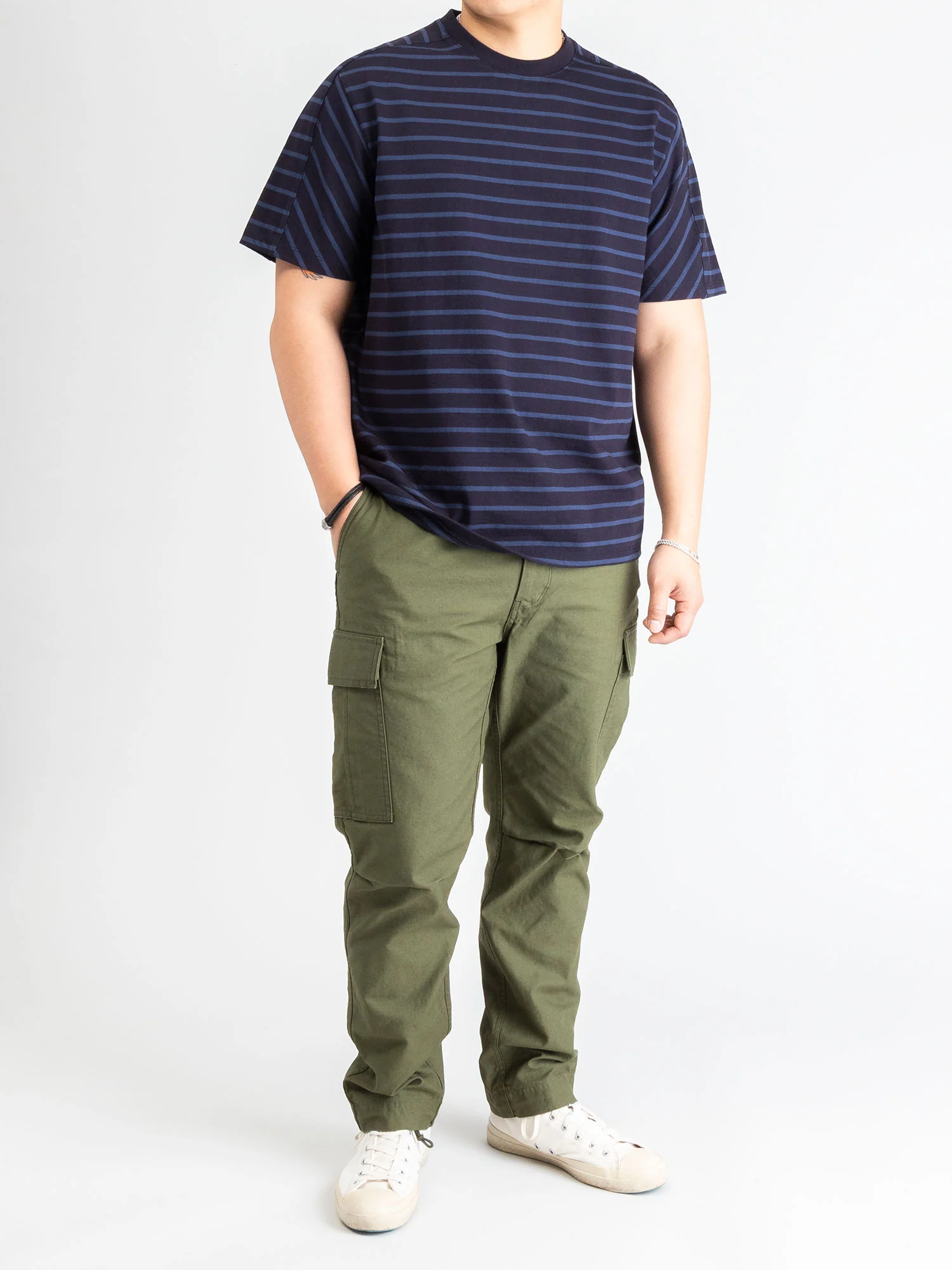 Basic Stripe T-Shirt in Black/Navy - Image 6
