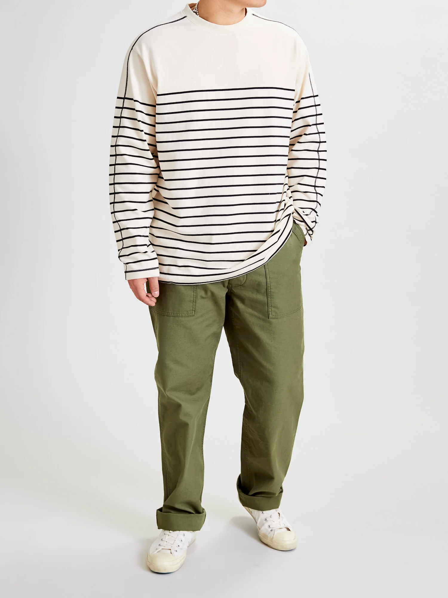 Basic Stripe T-Shirt in Ecru/Black - Image 7