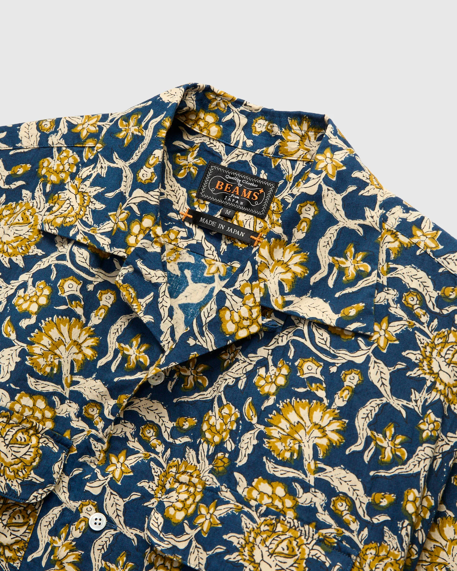 Block Print Open Collar Shirt in Blue - Image 4