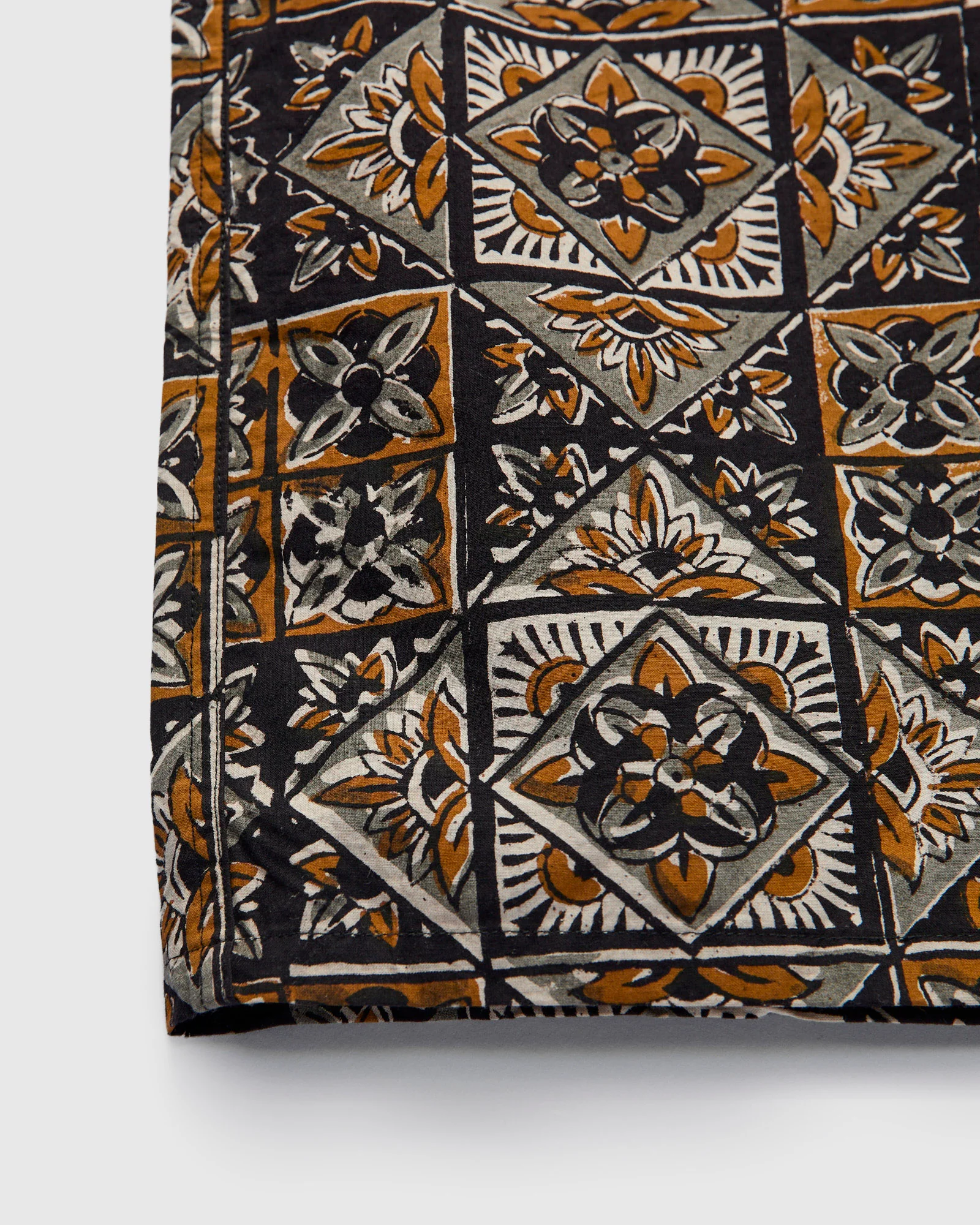 Block Print Open Collar Shirt in Brown - Image 7