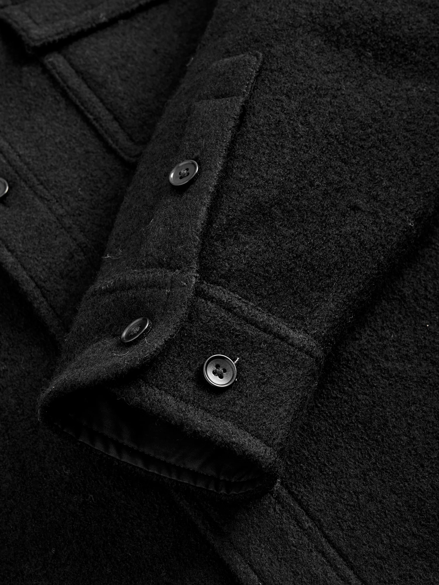 Boiled Wool Warden Overshirt in Black - Image 7