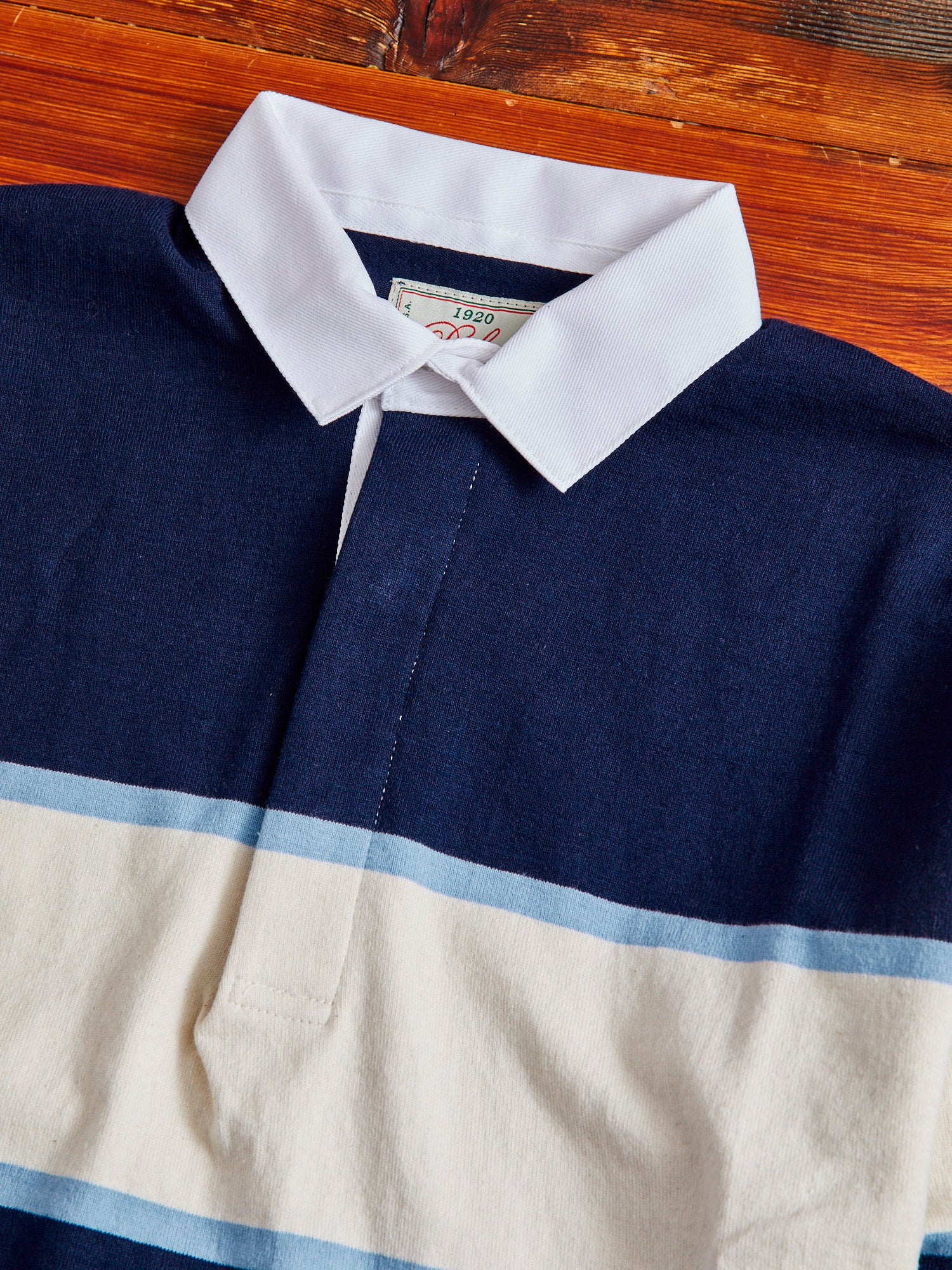 Border Stripe Rugby Shirt in Navy Natural - Image 3