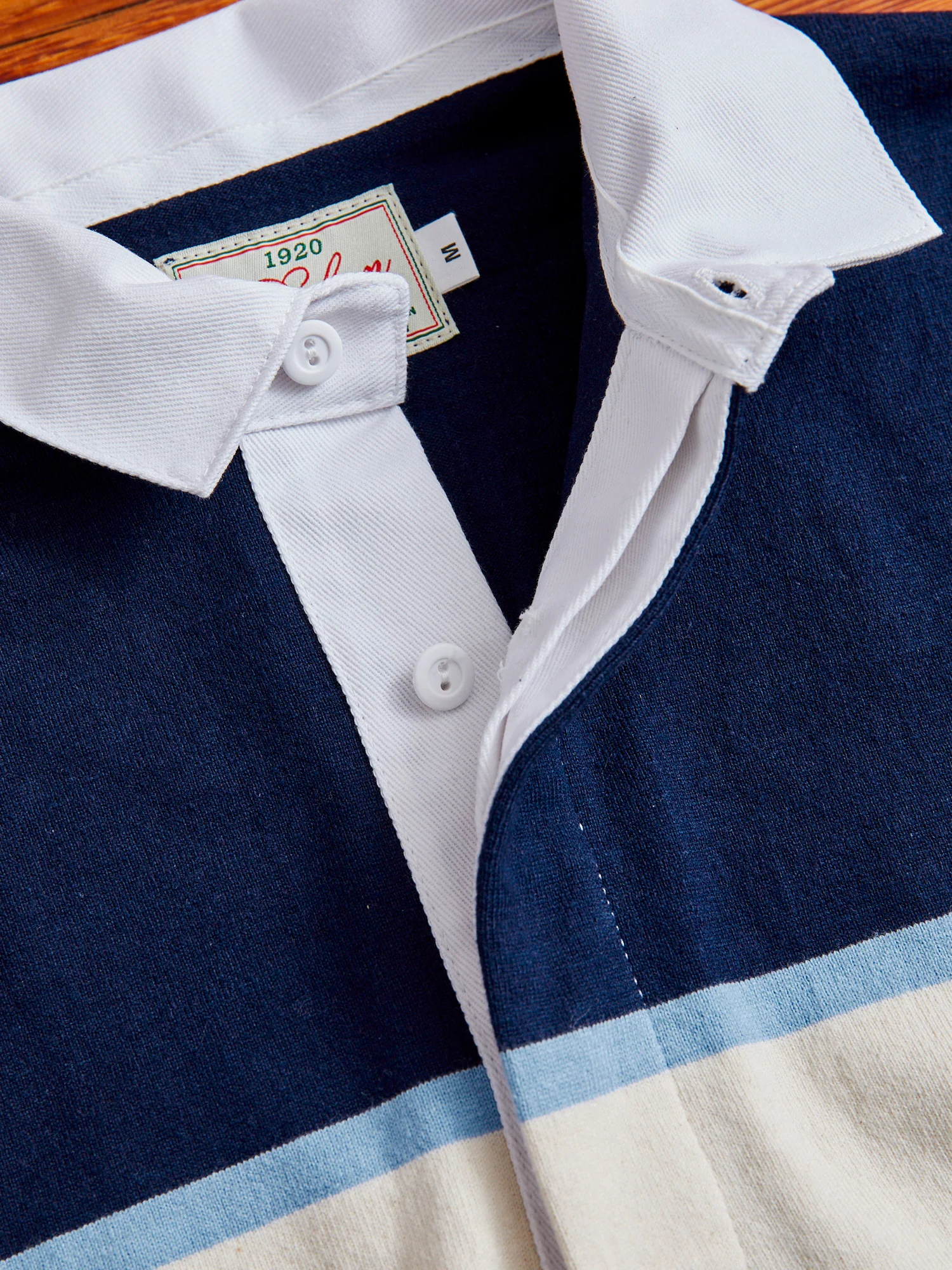 Border Stripe Rugby Shirt in Navy Natural - Image 4