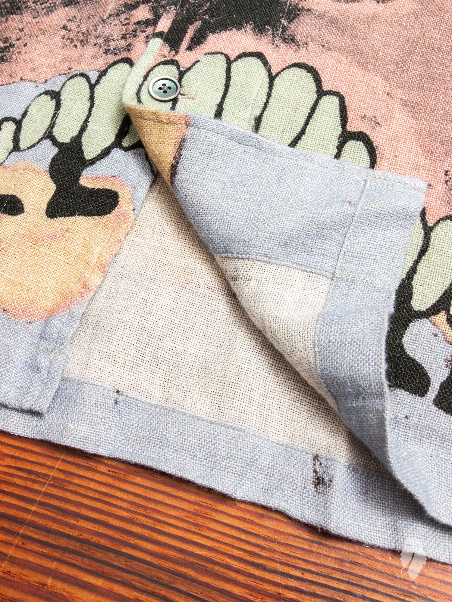 Box Short Sleeve Shirt in Acid Landscape Print Linen - Image 6