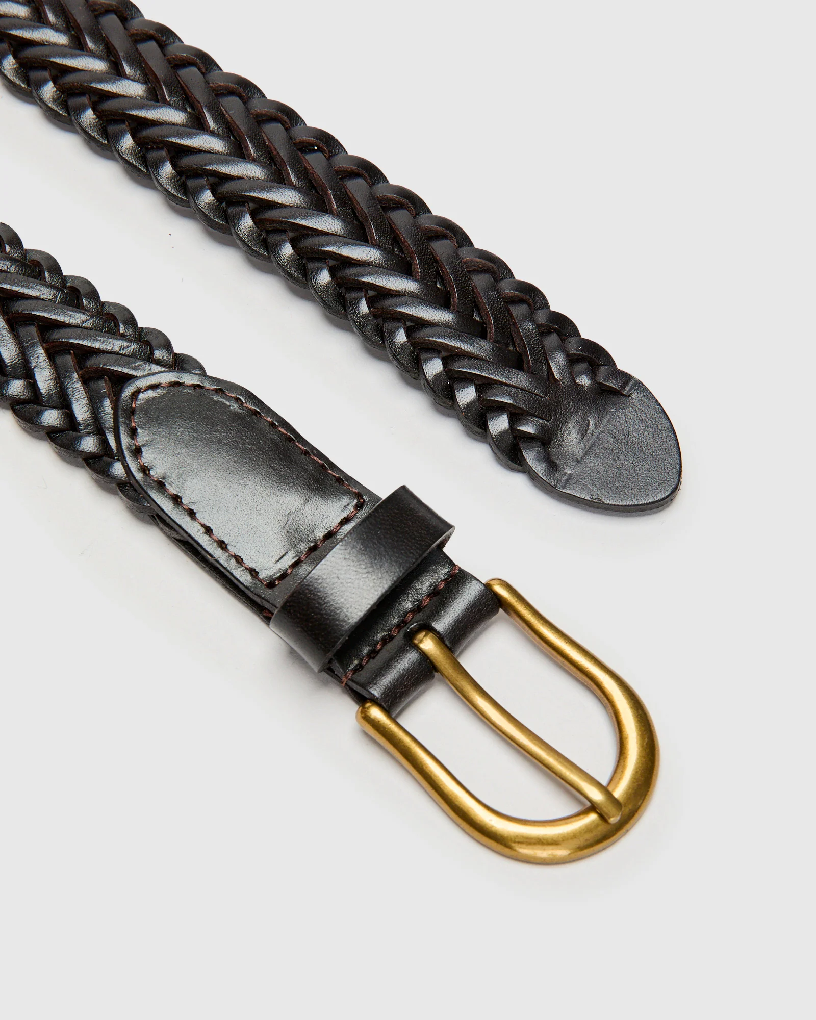 Braided Leather Mesh Belt in Brown - Image 2