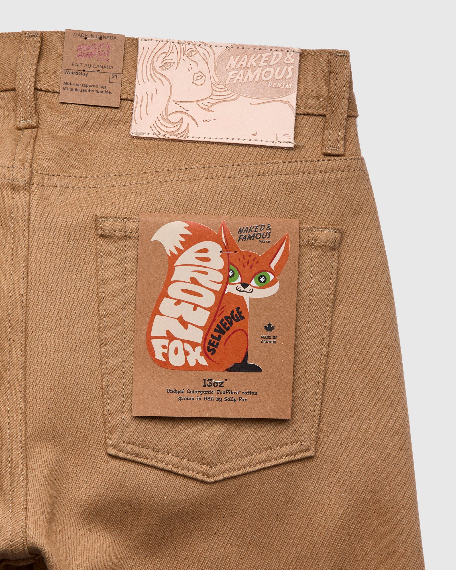 "Brown Fox" 13oz FoxFibre® Brown Selvedge Denim - Weird Guy Fit - Image 4