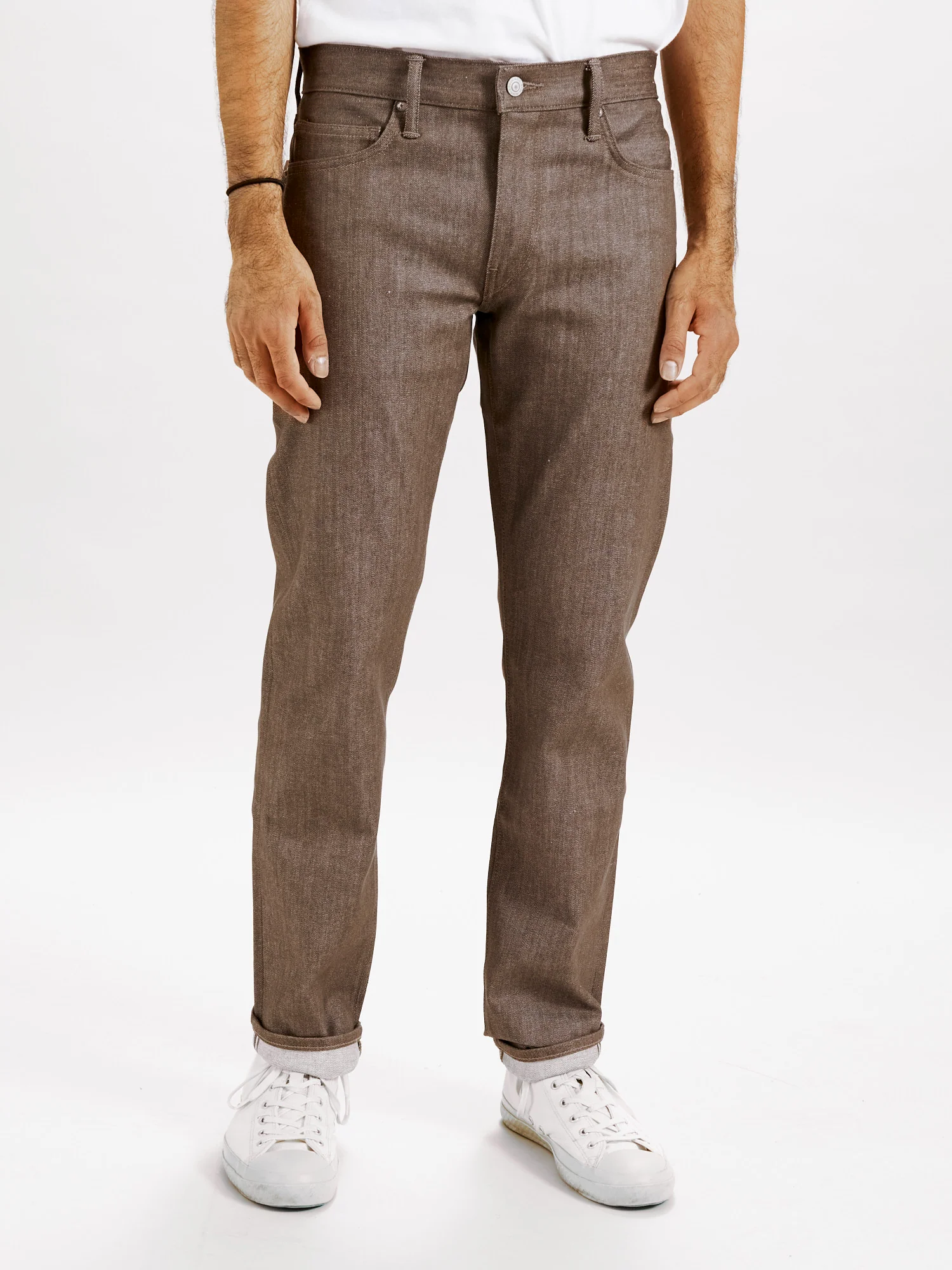"Brown Raw" 10.5oz Stretch Selvedge Denim - Pen Slim - Image 2