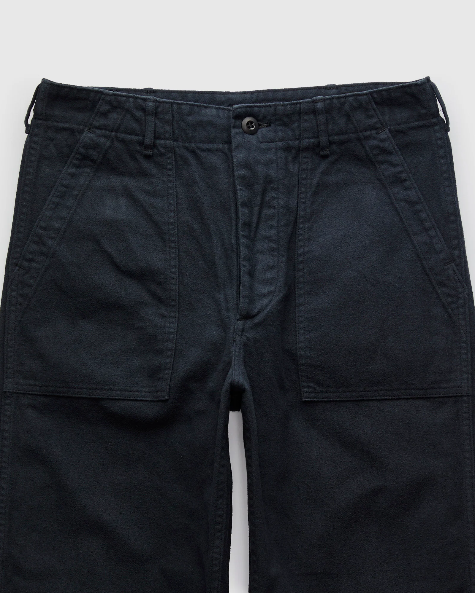Brushed Flannel Straight Fatigue Pants in Dark Navy - Image 5