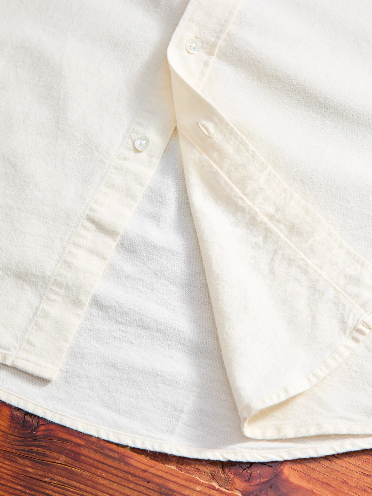 Brushed Oxford Button-Up Shirt in Ecru - Image 8
