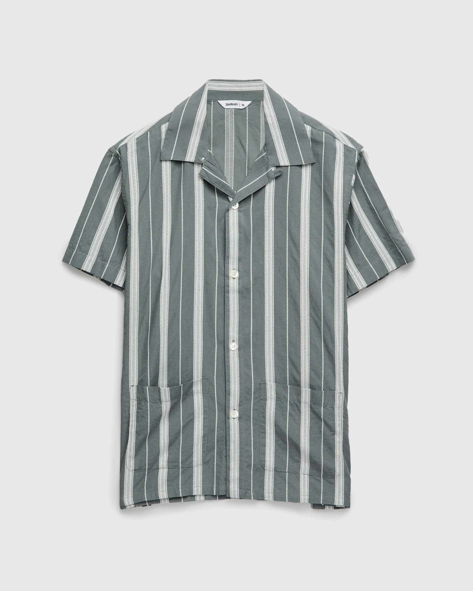 Cabana Shirt in Sage Ticking Stripe
