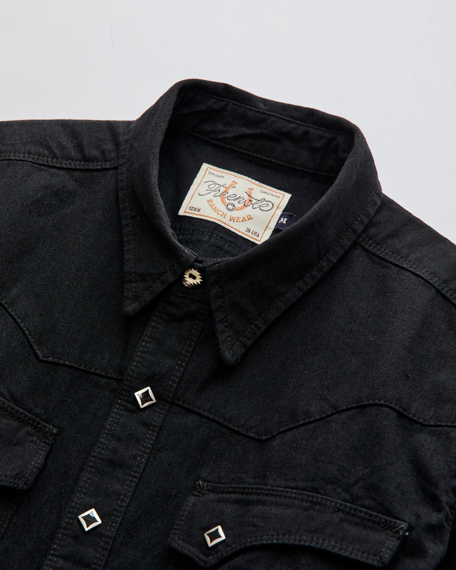 Calico Western Shirt in Black Denim - Image 3
