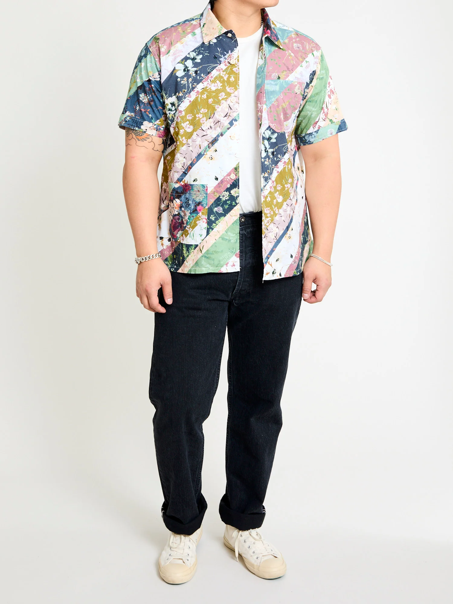 Camp Shirt in Navy Diagonal Print - Image 13