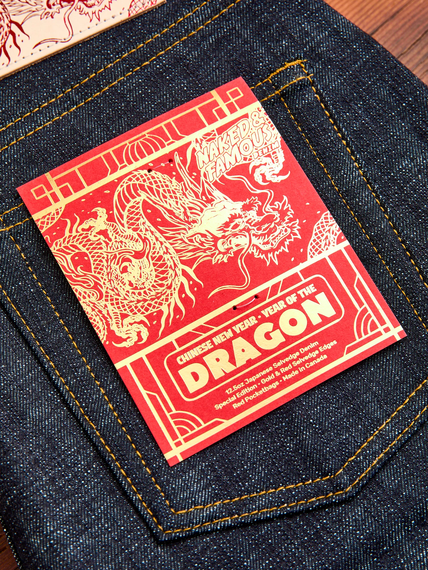"Chinese New Year Indigo Dragon" 12.5oz Selvedge Denim - Weird Guy Fit - Image 4