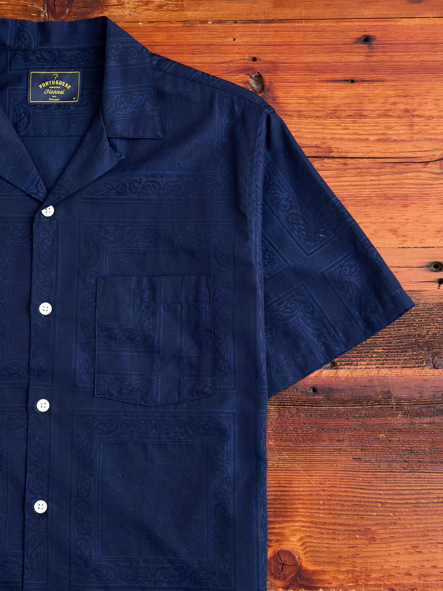 Classic Paisley Button-Up Shirt in Navy - Image 4