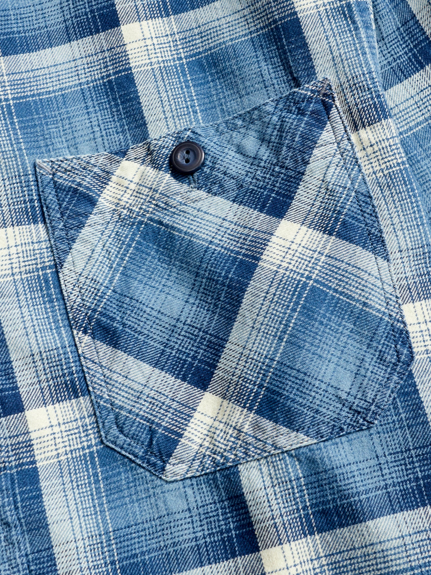 Clint Shadow Plaid Work Shirt in Indigo - Image 3