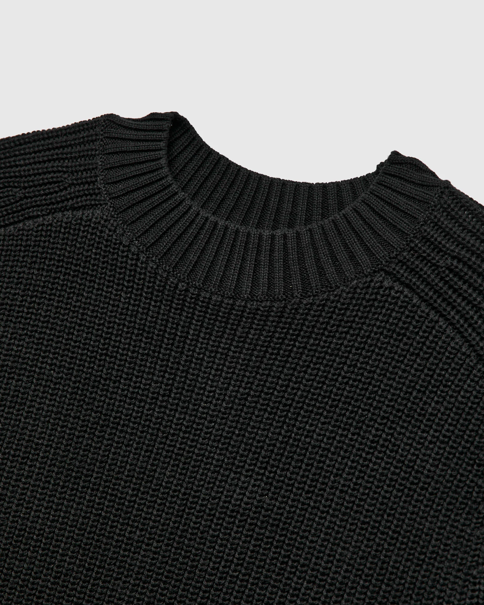 Pima Cotton Crewneck Knit Sweater in Black - Image 4