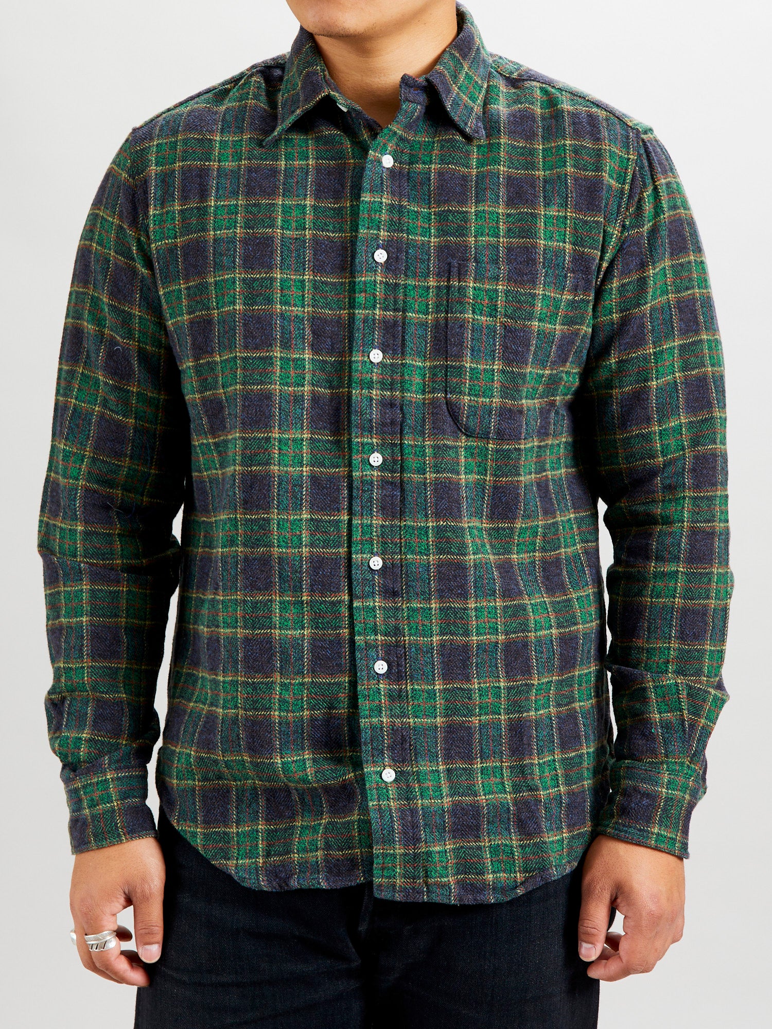 Cotton Tweed Check in Green - Image 2