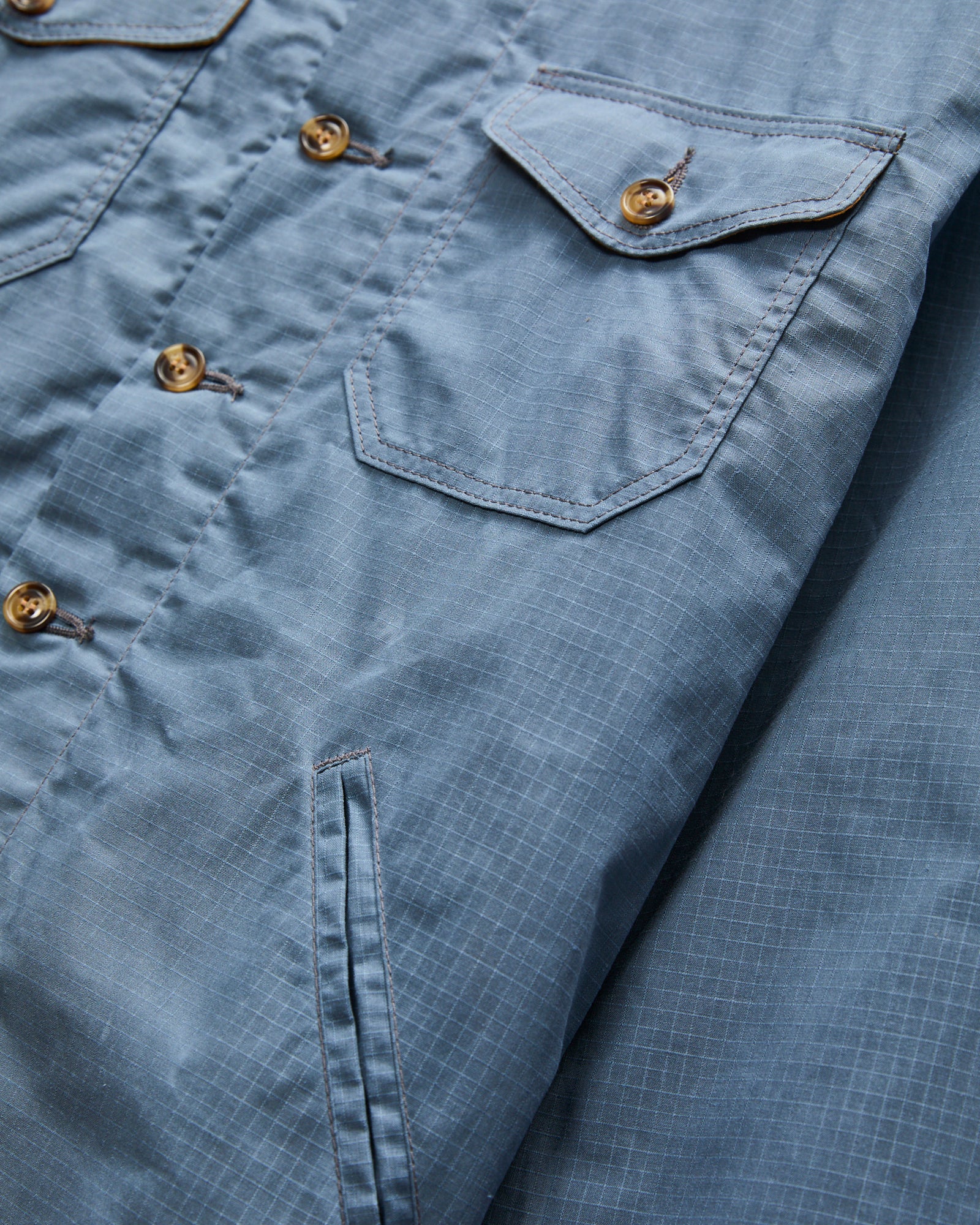 Crissman Overshirt in Waxed Ripstop Faded Blue - Image 5